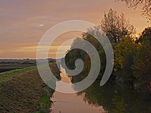 Autumn sunset on the Great Fen Project.