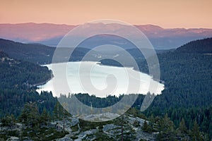 Autumn Sunset over Donner Lake via Donner Pass