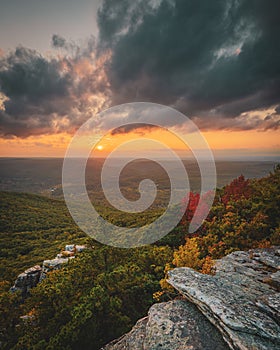 Autumn sunset view in Cragsmoor, in the Shawangunk Mountains, New York