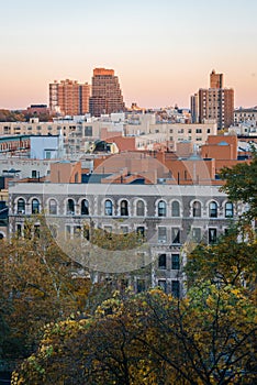 Autumn sunset view over Harlem from Morningside Heights in Manhattan, New York City