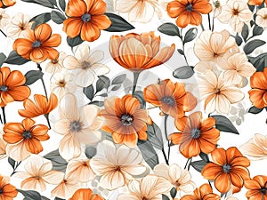 Autumn Symphony: AI-Generated Floral Pattern