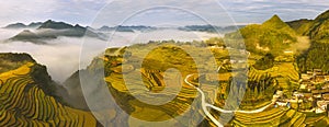 The autumn terraces in the mountainous areas of Guizhou province