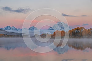 Autumn Teton Landscape Reflection at Sunrise