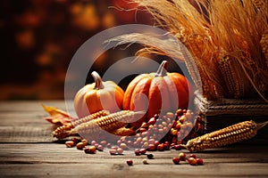 Autumn Thanksgiving background autumn fruits and vegetables Happy Thanksgiving Day