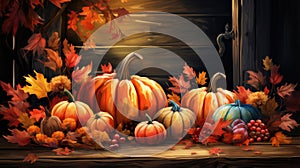 Autumn Thanksgiving background autumn fruits and vegetables Happy Thanksgiving Day