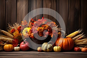 Autumn Thanksgiving background autumn fruits and vegetables Happy Thanksgiving Day