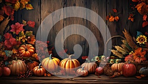 Autumn Thanksgiving background autumn fruits and vegetables Happy Thanksgiving Day