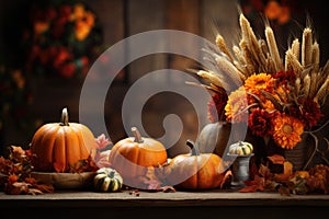 Autumn Thanksgiving background autumn fruits and vegetables Happy Thanksgiving Day