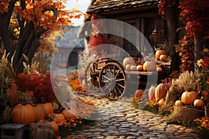 Autumn Thanksgiving background autumn fruits and vegetables Happy Thanksgiving Day