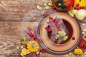 Autumn and Thanksgiving dinner place setting