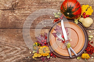 Autumn and Thanksgiving dinner place setting