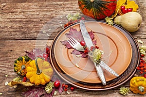 Autumn and Thanksgiving dinner place setting