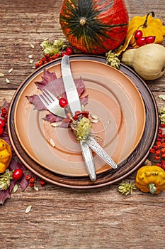 Autumn and Thanksgiving dinner place setting