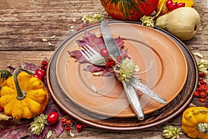 Autumn and Thanksgiving dinner place setting