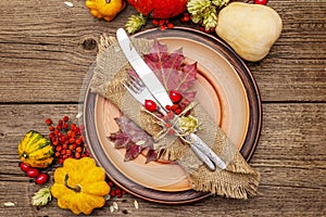 Autumn and Thanksgiving dinner place setting