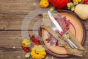 Autumn and Thanksgiving dinner place setting