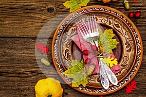 Autumn and Thanksgiving dinner place setting