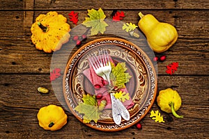 Autumn and Thanksgiving dinner place setting