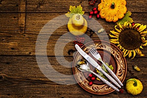 Autumn and Thanksgiving dinner place setting