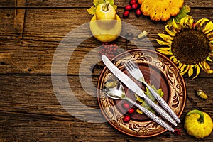 Autumn and Thanksgiving dinner place setting