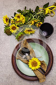 Autumn and Thanksgiving dinner place setting