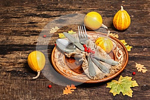 Autumn and Thanksgiving dinner place setting