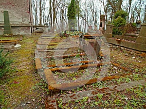 Autumn time in the old abandoned and ransacked Jewish cemetery