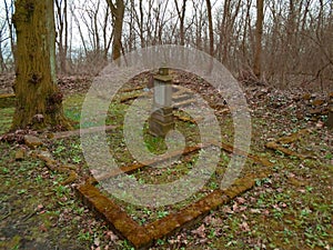 Autumn time in the old abandoned and ransacked Jewish cemetery