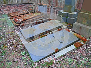 Autumn time in the old abandoned and ransacked Jewish cemetery