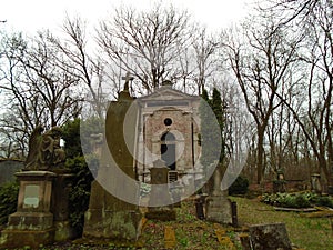 Autumn time in the old abandoned and ransacked Jewish cemetery