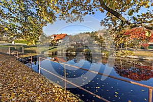 Autumn time at the village - water reservoir