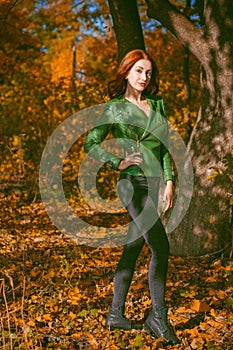 Autumn time, woman`s beauty and outfits