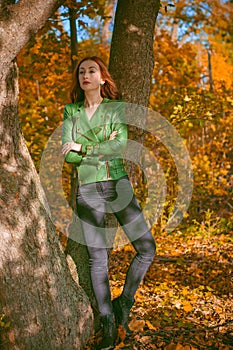 Autumn time, woman`s beauty and outfits