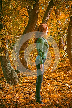 Autumn time, woman`s beauty and outfits