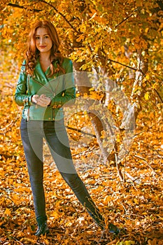 Autumn time, woman`s beauty and outfits