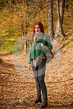 Autumn time, woman`s beauty and outfits