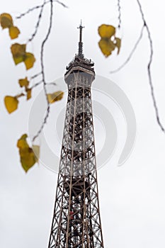 Autumn on the top of the Eiffel Tower in Paris