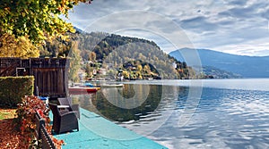 Autumn in the town of Millstatt am See. Alps mountains, Austria