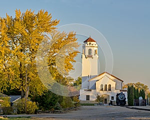 Autumn tree and boise train depot