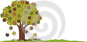 Autumn - tree with falling leaves