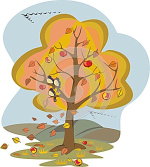 Autumn tree - four seasons