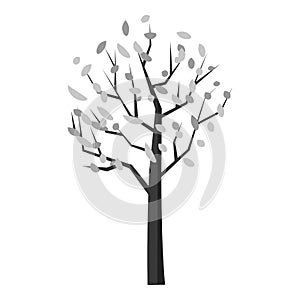 Autumn tree icon, gray monochrome style