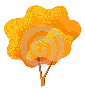 Autumn tree icon, isolated symbol of nature, wood, forest, tree with orange leaves, crown, plant