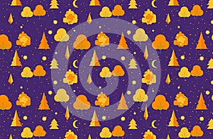 Autumn Tree seamless pattern. Fall theme background in flat style. vector illustration.