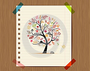 Autumn tree, sketch drawing for your design