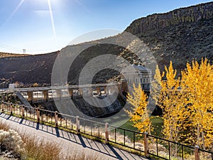 Autumn trees at the Boise Diversion Dam on the Boise River