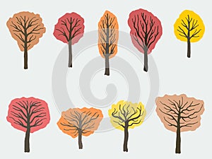 Autumn trees collection
