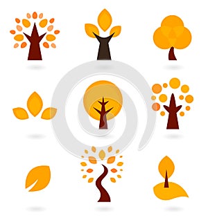 Autumn trees icons