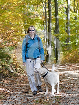 Autumn trekking with dog