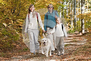 Autumn trekking with dog photo